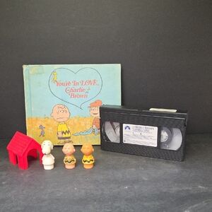 Charlie Brown And Snoopy Figures, Vhs Movie And Book
